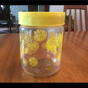 Vintage Corning yellow daisy glass canister